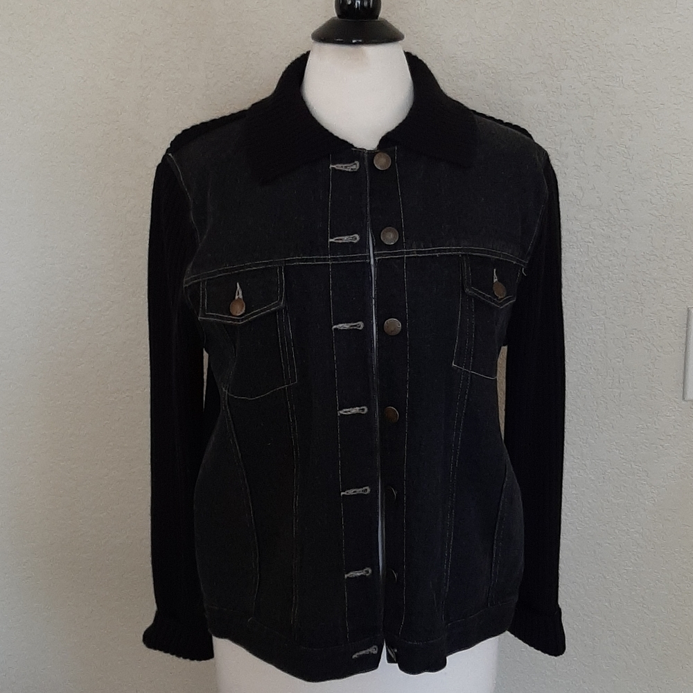 Black Sweater Jean Jacket SZ L